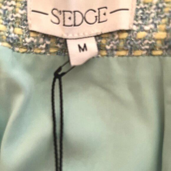 S'Edge Starlet Blue & Green Tweed-like Lined Skirt-Skorts, Pockets Size Med NWT - Picture 6 of 10